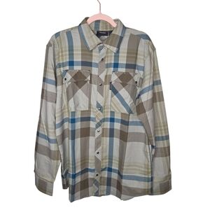 Truewerk Nwot Men's Tech Sage Plaid Flannel Shirt Top, Size Large